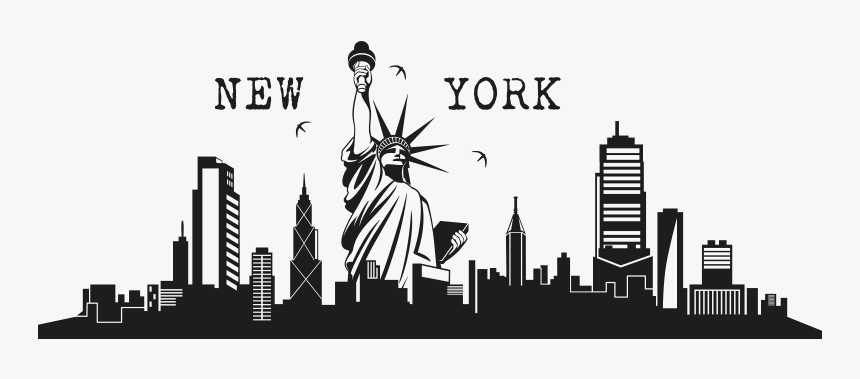 Skyline Drawing Pencil Silhouette Sketch - Stencil New York Skyline Silhouette, HD Png Download