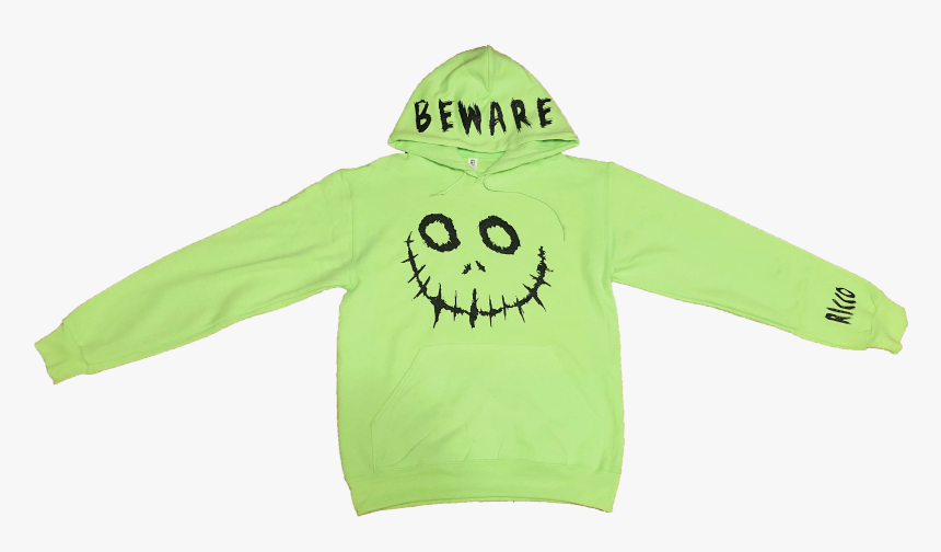 Image Of Neon Green Beware Hoodie - Sweater, HD Png Download