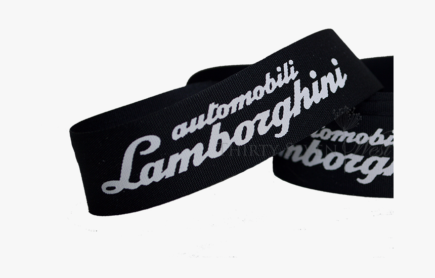 Automboili Lamborghini White Print On Black Matte Textured - Label, HD Png Download