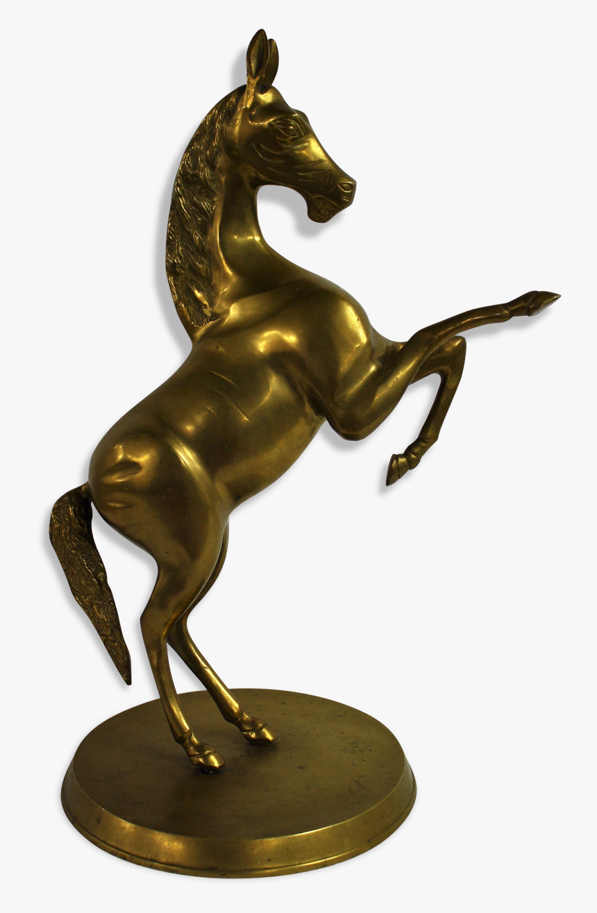 Large Brass Prancing Horse Statue 1960s 
 Src Https - Bronze Sculpture, HD Png Download