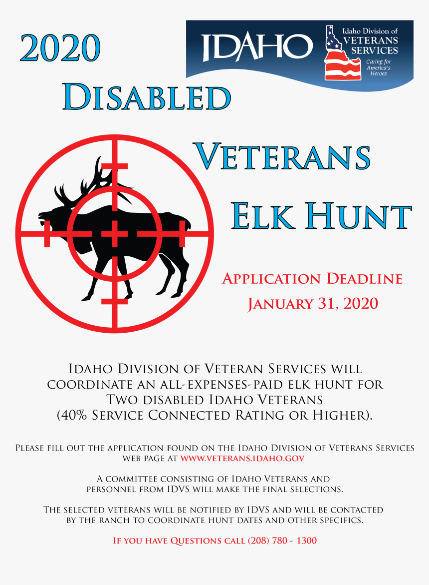 2020 Disabled Veterans Elk Hunt Flyer - Idaho, HD Png Download