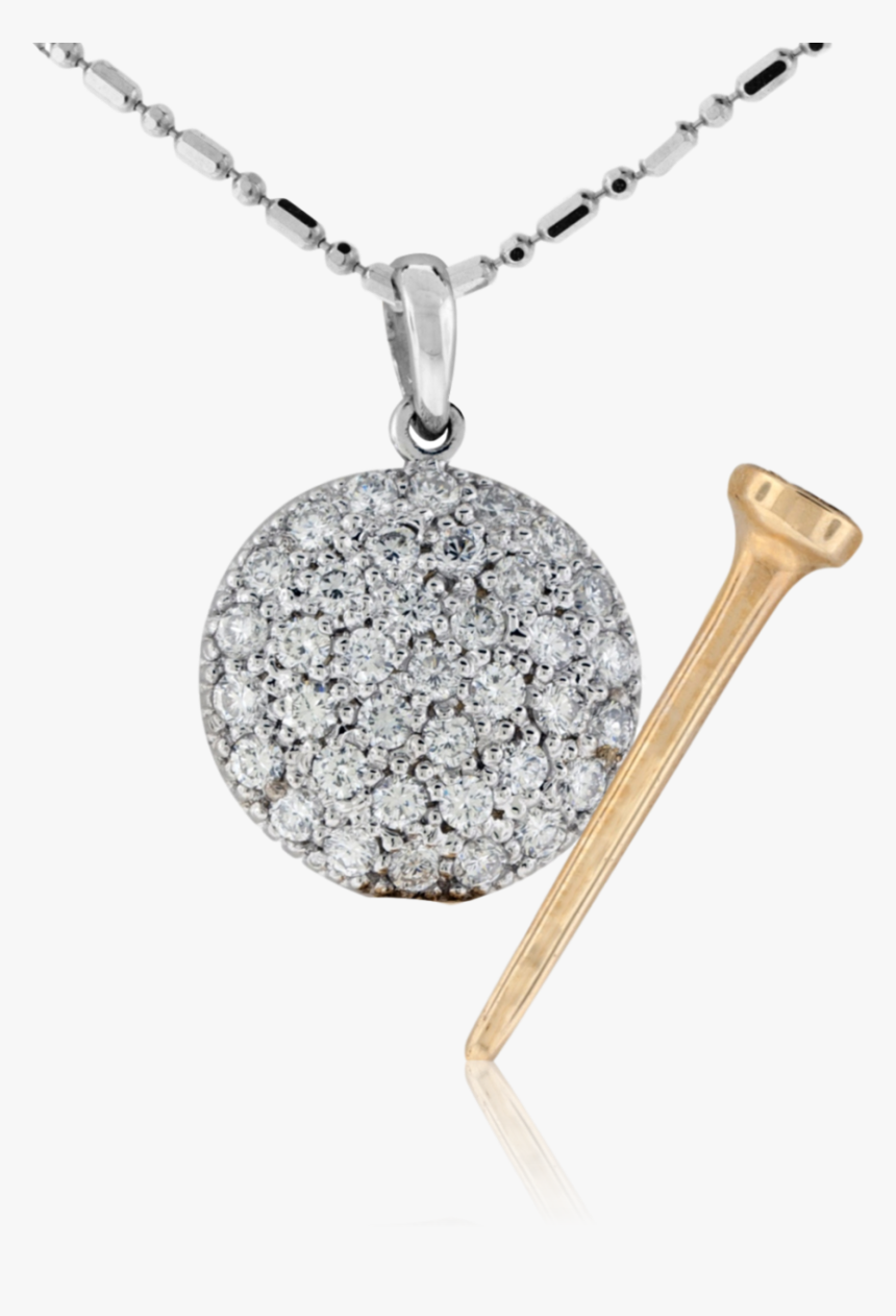 Diamond Golf Ball And Tee Pendant - Locket, HD Png Download