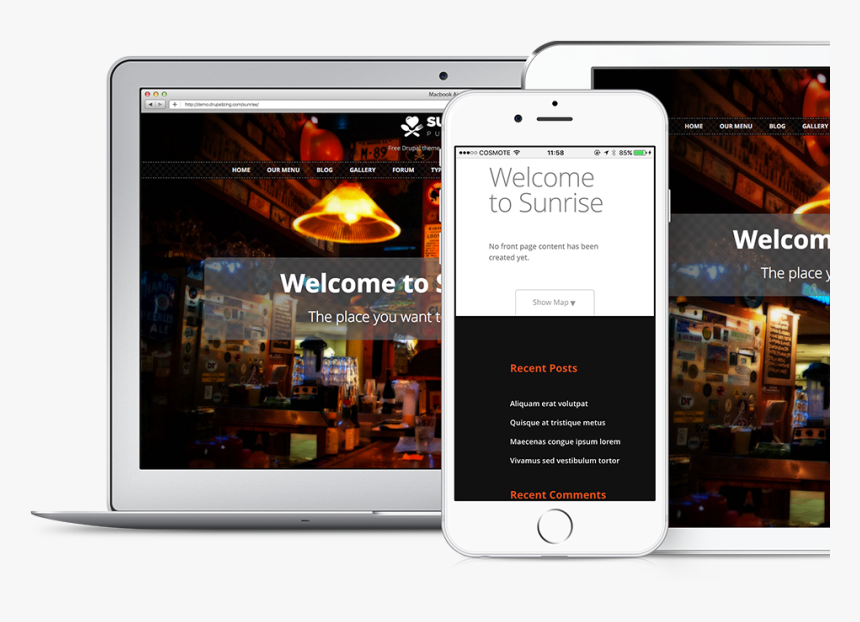 Sunrise, Responsive Theme For Drupal Based On Original - Drupal Org Themes Restaurant, HD Png Download