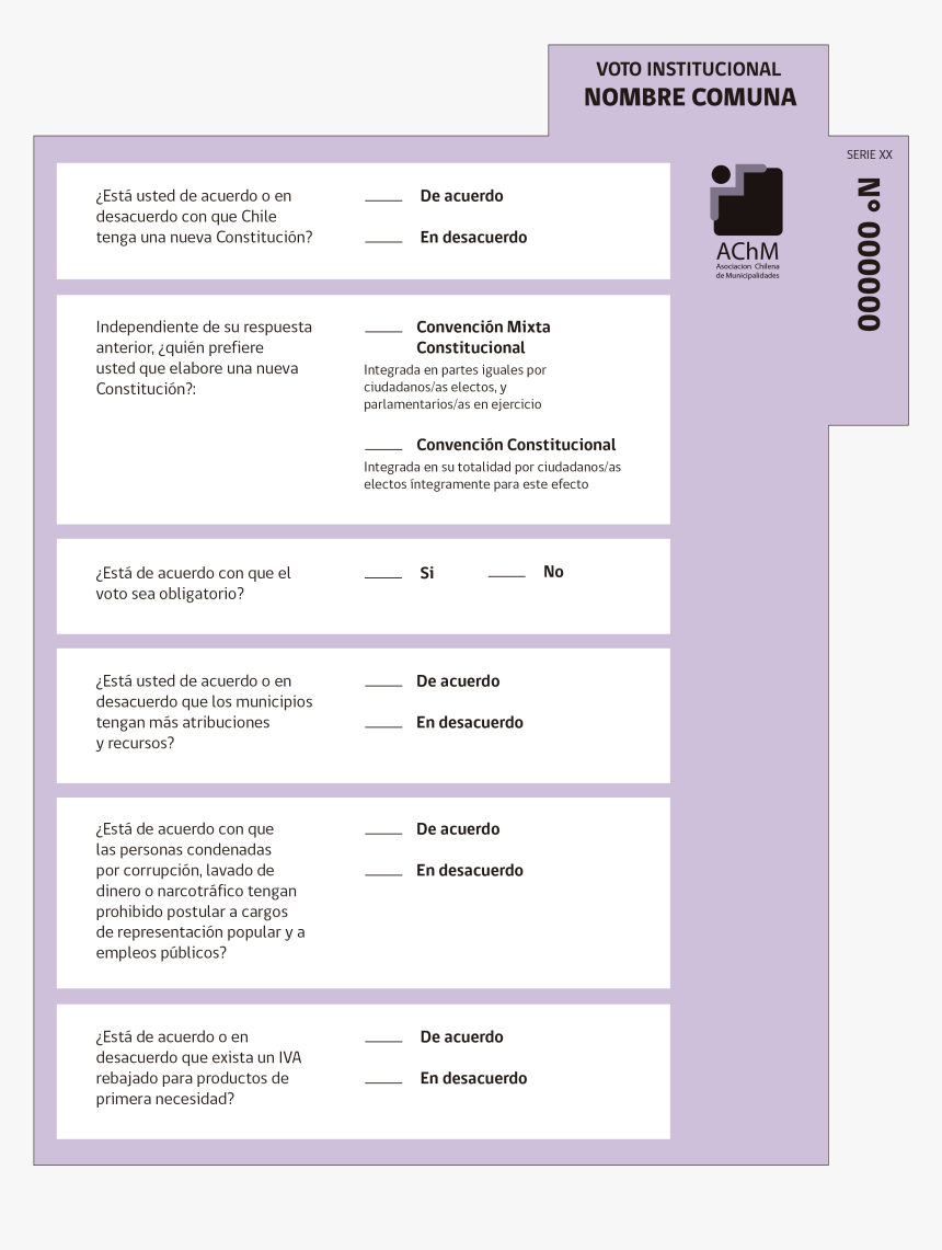 Voto Institucional Consulta Ciudadana 2019 - Papeletas Consulta Ciudadana Rancagua, HD Png Download