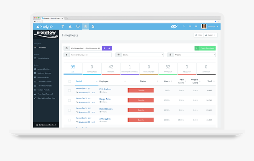 Time Sheet Time Tracking Timesheet Online Timesheet - Employee Time Tracking Ui, HD Png Download