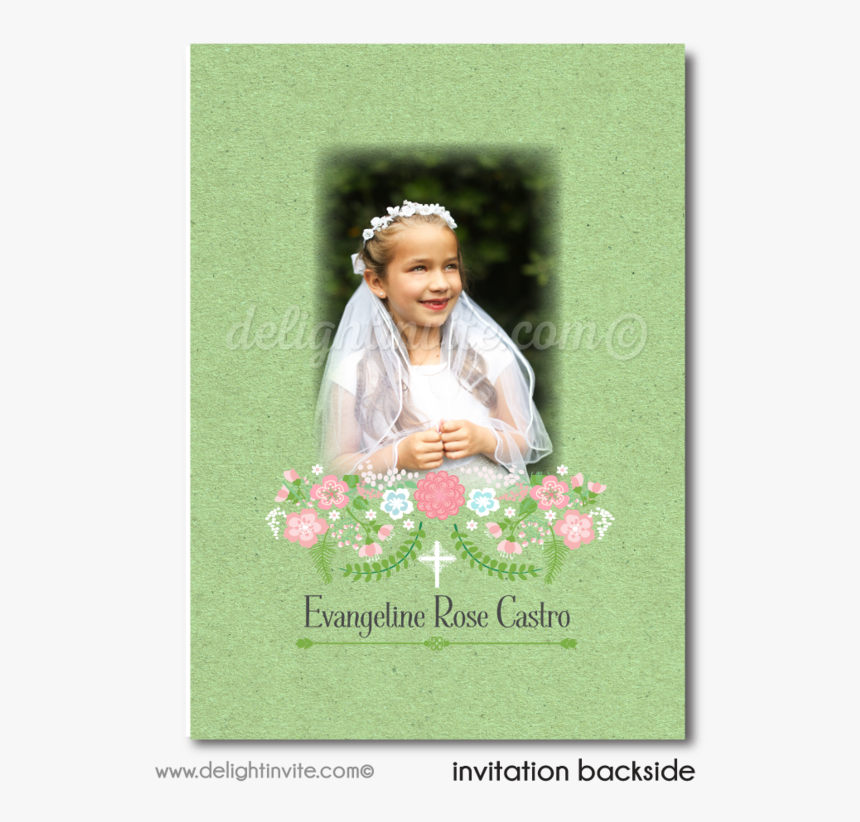 Botanical Floral First Holy Communion Invites For Girls - Geranium, HD Png Download