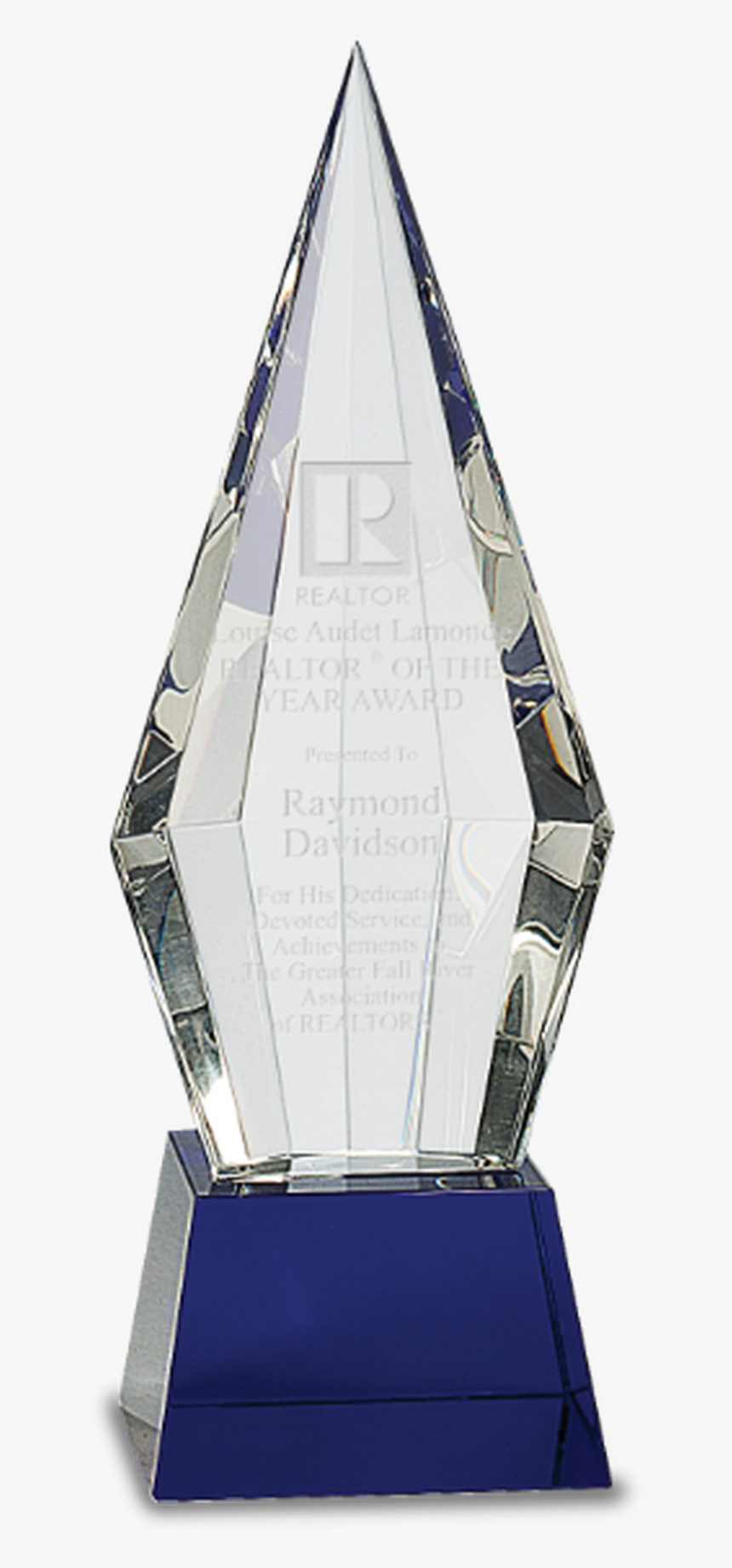 Crystal Faceted Obelisk On A Blue Crystal Base, HD Png Download