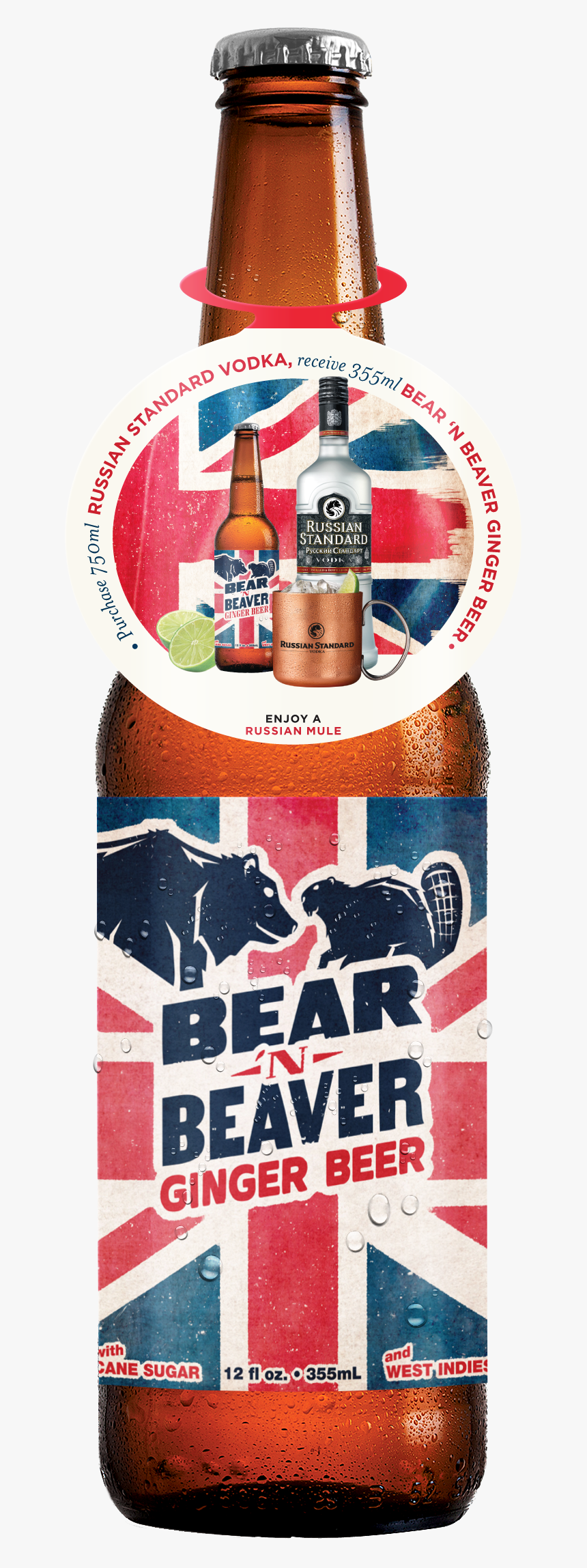 Bear N Beaver Bottle With Neck Tag - Bear And Beaver Ginger Beer, HD Png Download