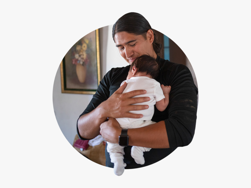 An Image Of A Man Holding His Newborn Son On His Chest - Girl, HD Png Download