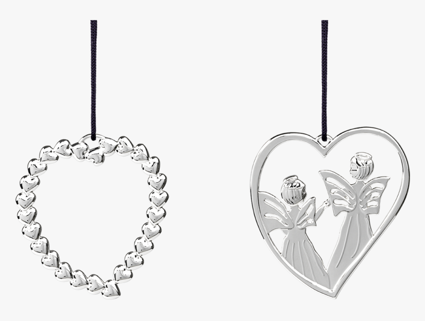 Heart Wreath And Heart Angel H7 Silver Plated - Holiday Ornaments, HD Png Download