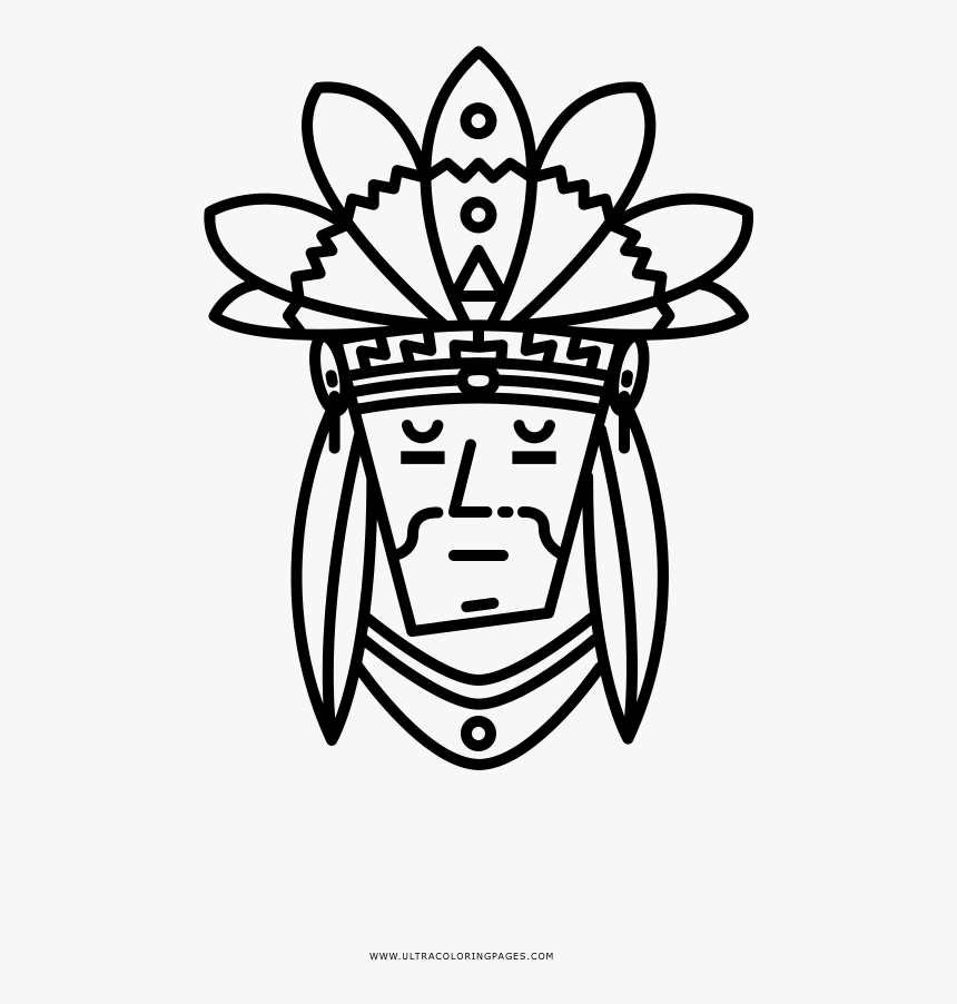 Native American Coloring Page - Line Art, HD Png Download