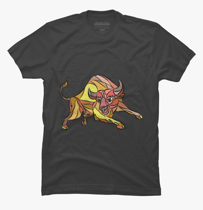 Raging Bull Charging Drawing Men S T-shirt - Cartoon, HD Png Download