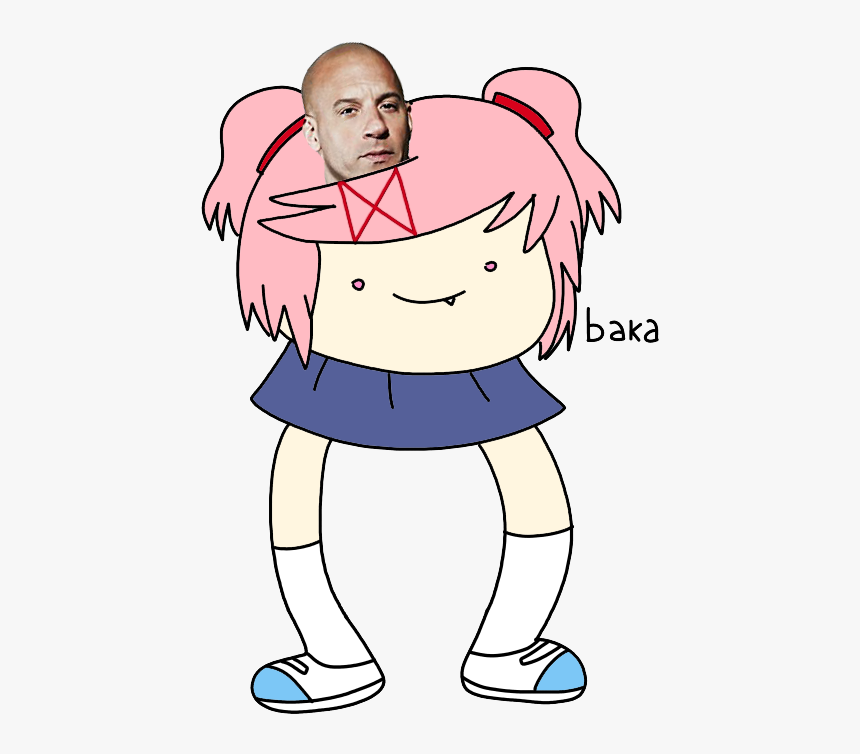 Funbaka, But With Vin Diesel S Head - Doki Doki Literature Club Memes Drawings, HD Png Download
