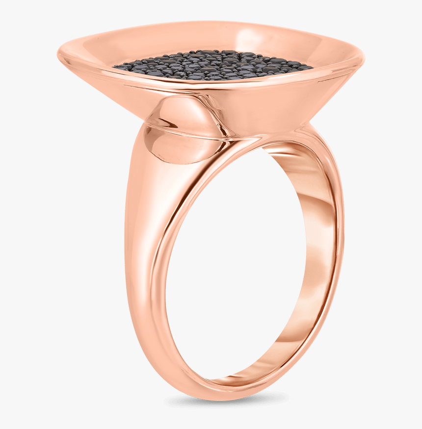 Roberto Coin 18k Rose Gold Small Ring With Black Diamonds - Engagement Ring, HD Png Download
