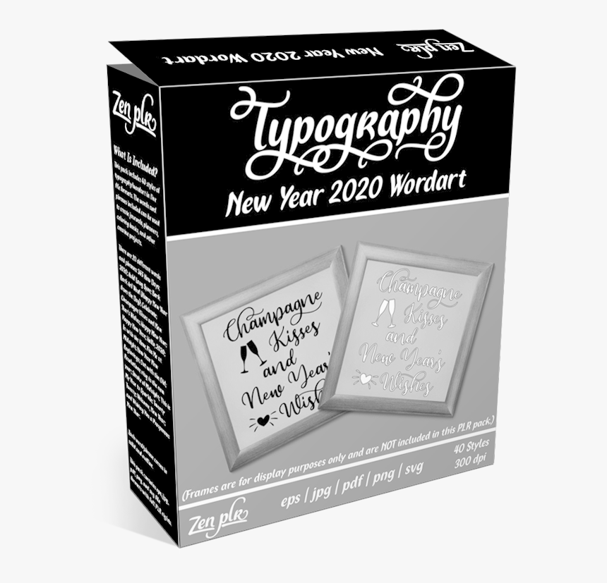 Zen Plr Typography New Year 2020 Wordart Product Cover - Box, HD Png Download