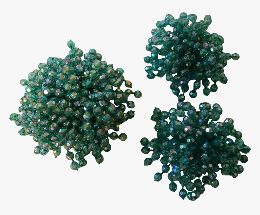 60 S Green Fringe Beaded Earrings And Pin Set - Earrings, HD Png Download