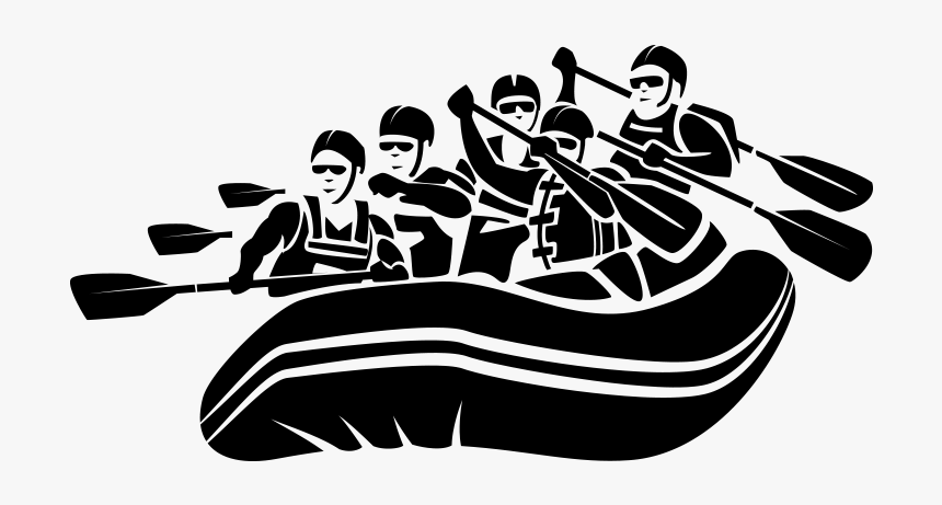 Raft Boat Free Vector And Transparent Png The Graphic - Rafting Black And White, Png Download