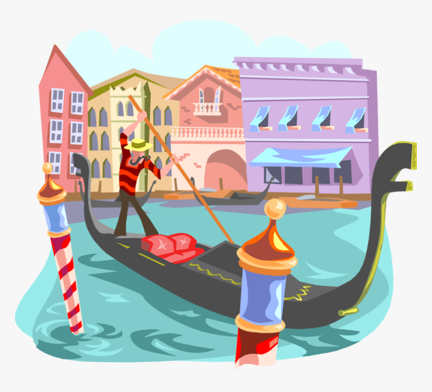 Vector Boats Canal Boat , Png Download - Gondola Venice Illustration, Transparent Png