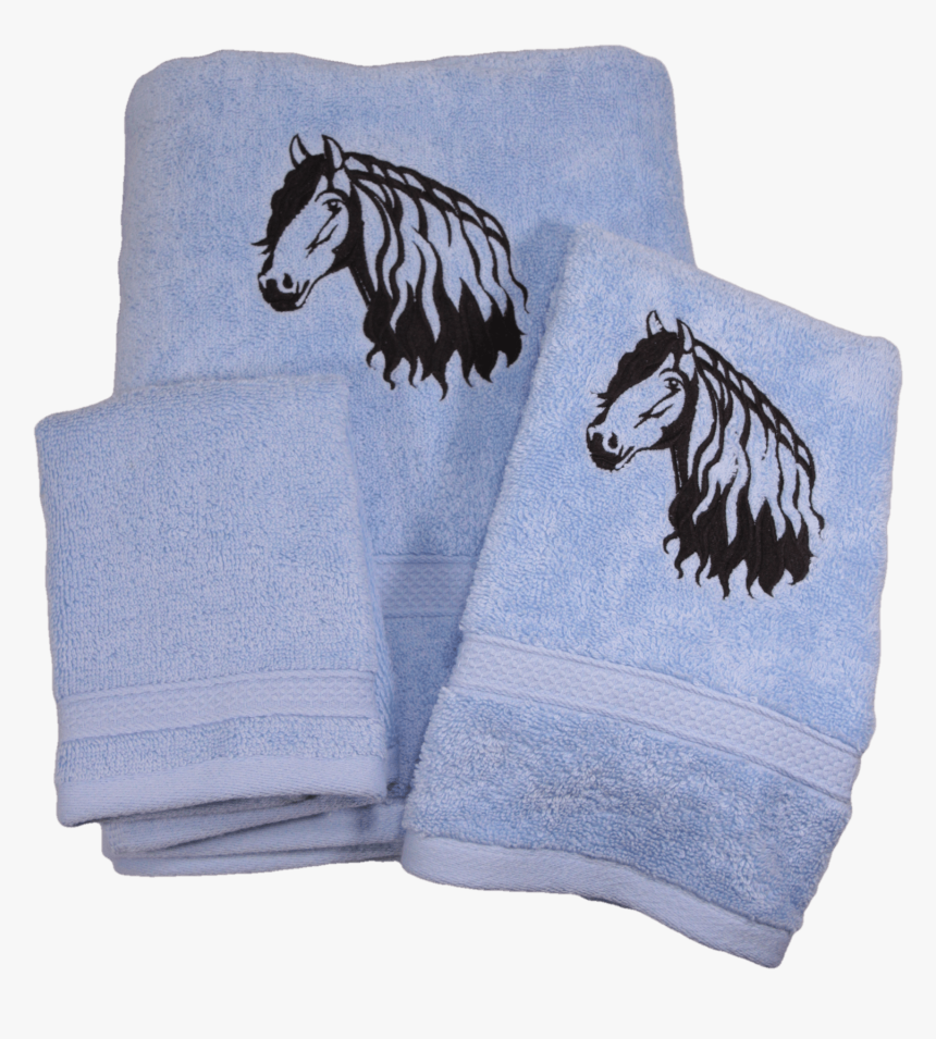 Friesian Horse Head Outline Embroidered Bath Towels - Towel, HD Png Download