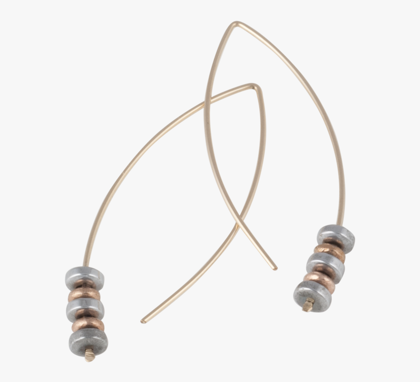 Gold Earrings With Hematite And Gold Beads - Earrings, HD Png Download