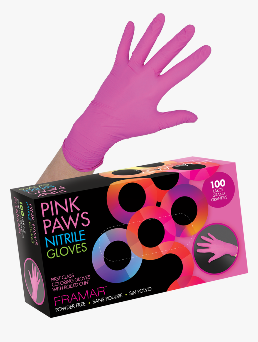 Pink Paws Nitrile Gloves, HD Png Download