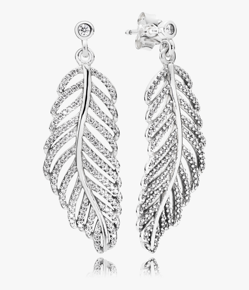 Earrings Drawing Feather Earring - Pandora Feather Earrings, HD Png Download