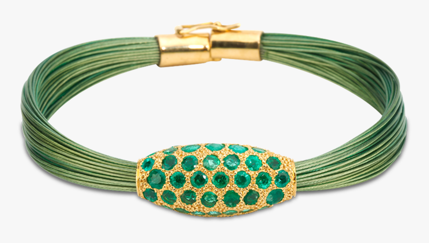 Pulsera De Hilos Acero Verde Con Oro Amarillo Y Pavé - Pulseras De Hilo Png, Transparent Png