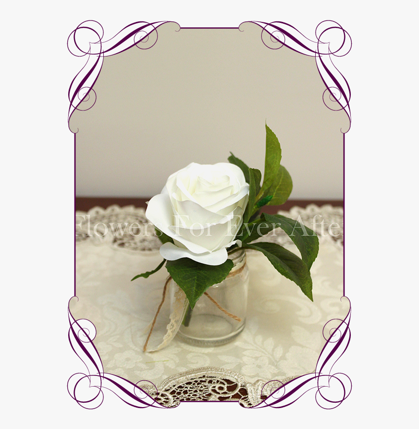 White Rose & Foliage Small Table Decoration Flowers - Peonies Roses And Baby's Breath Bouquets, HD Png Download