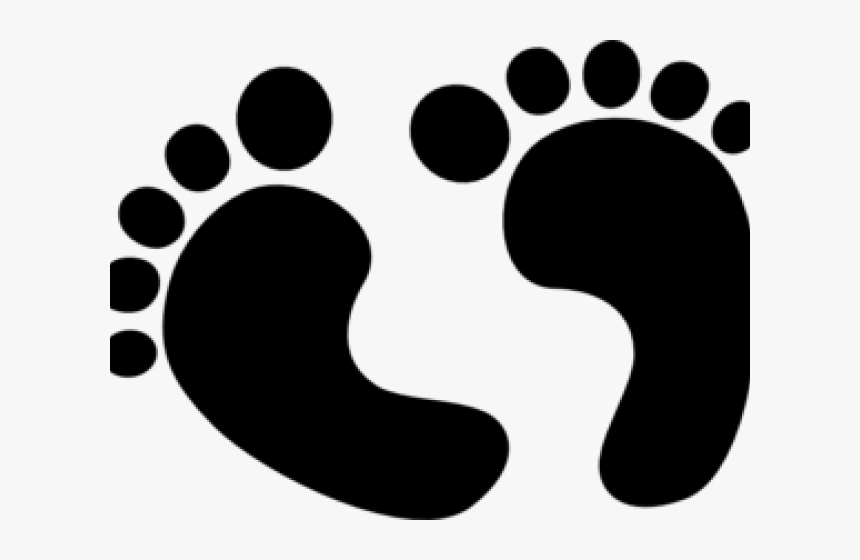 Grey Clipart Footprints - Baby Feet Clip Art Black And White, HD Png Download