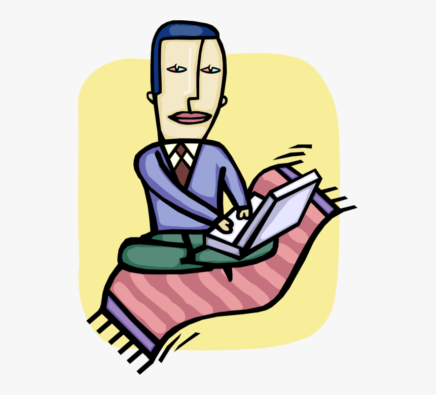Vector Illustration Of Unplugged Businessman With Computer - Sitting, HD Png Download