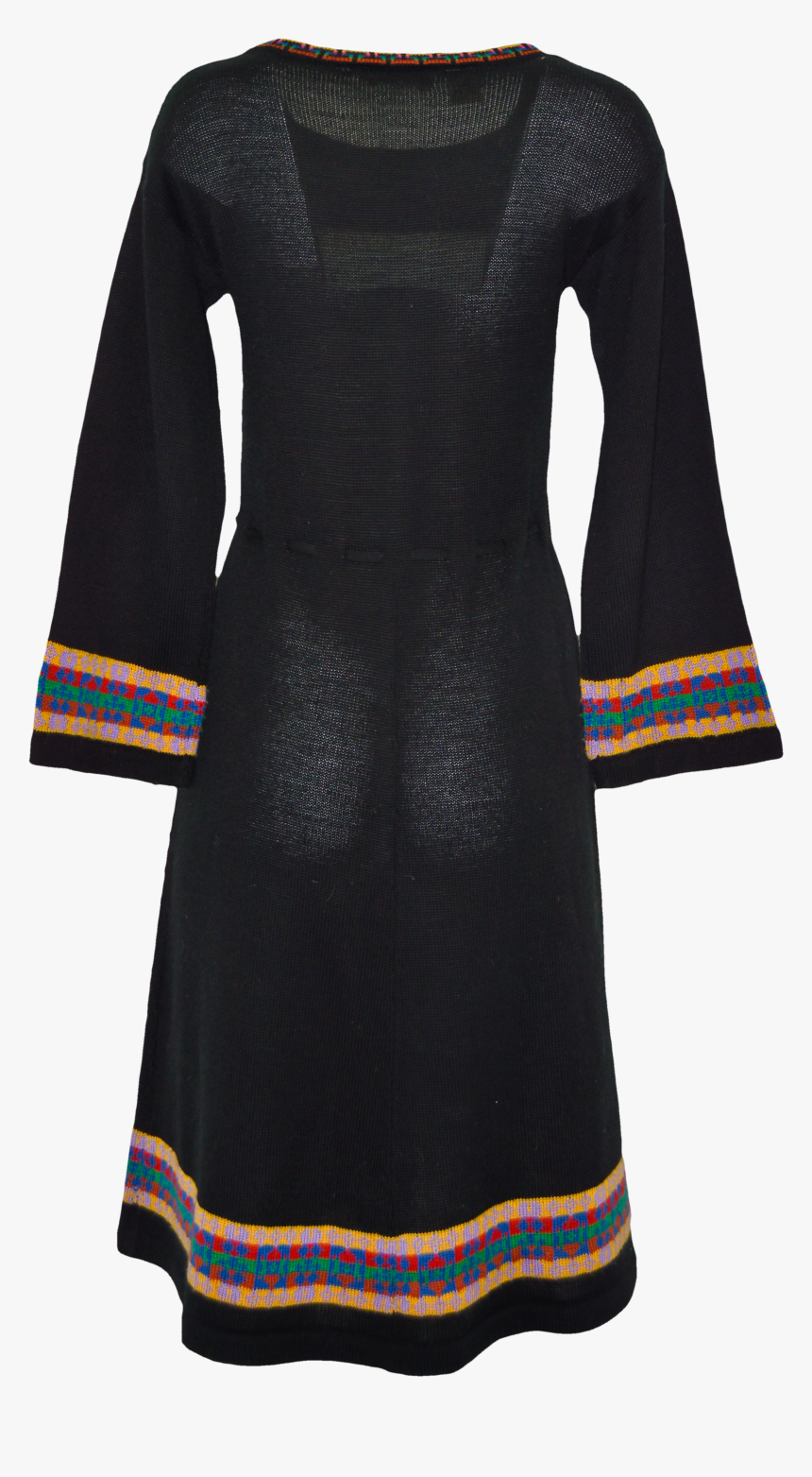 Black Knit Dress With Colorful Tassels By Milanse-dress - Day Dress, HD Png Download