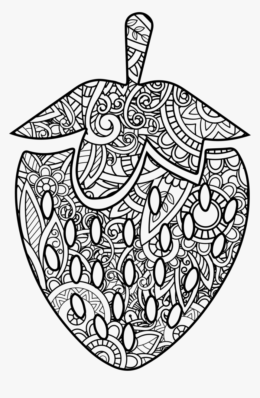 Strawberry Zentangle Custom Cover Engraving - Line Art, HD Png Download
