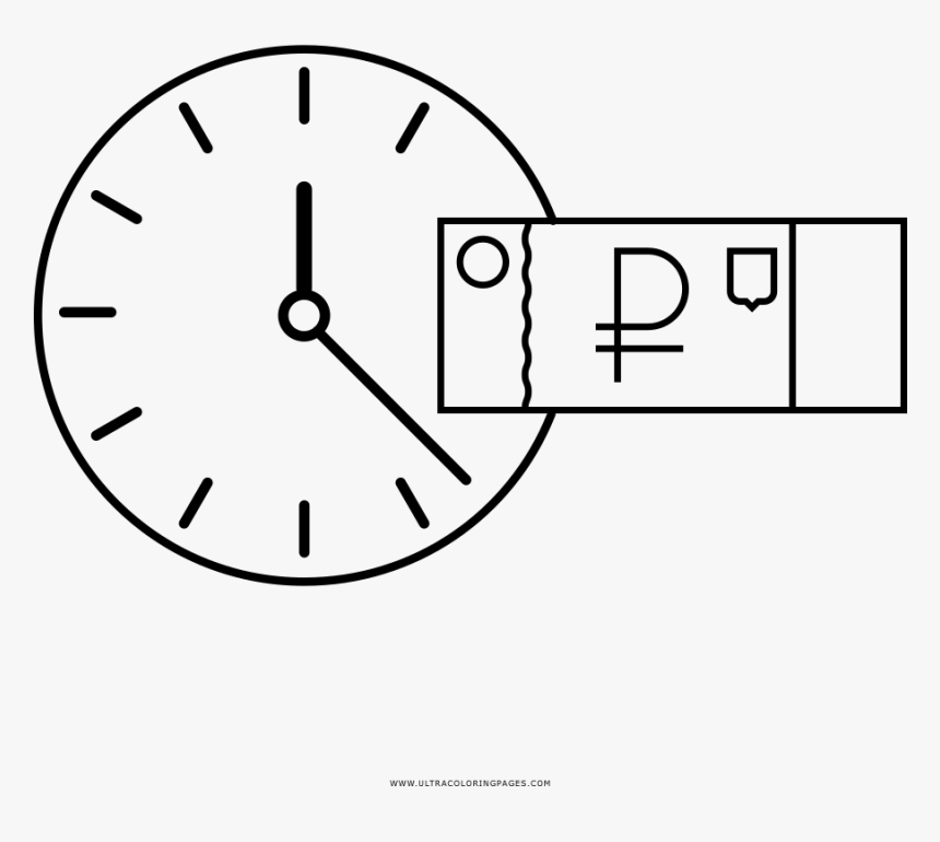 Time Is Money Coloring Page - Clock Hours, HD Png Download