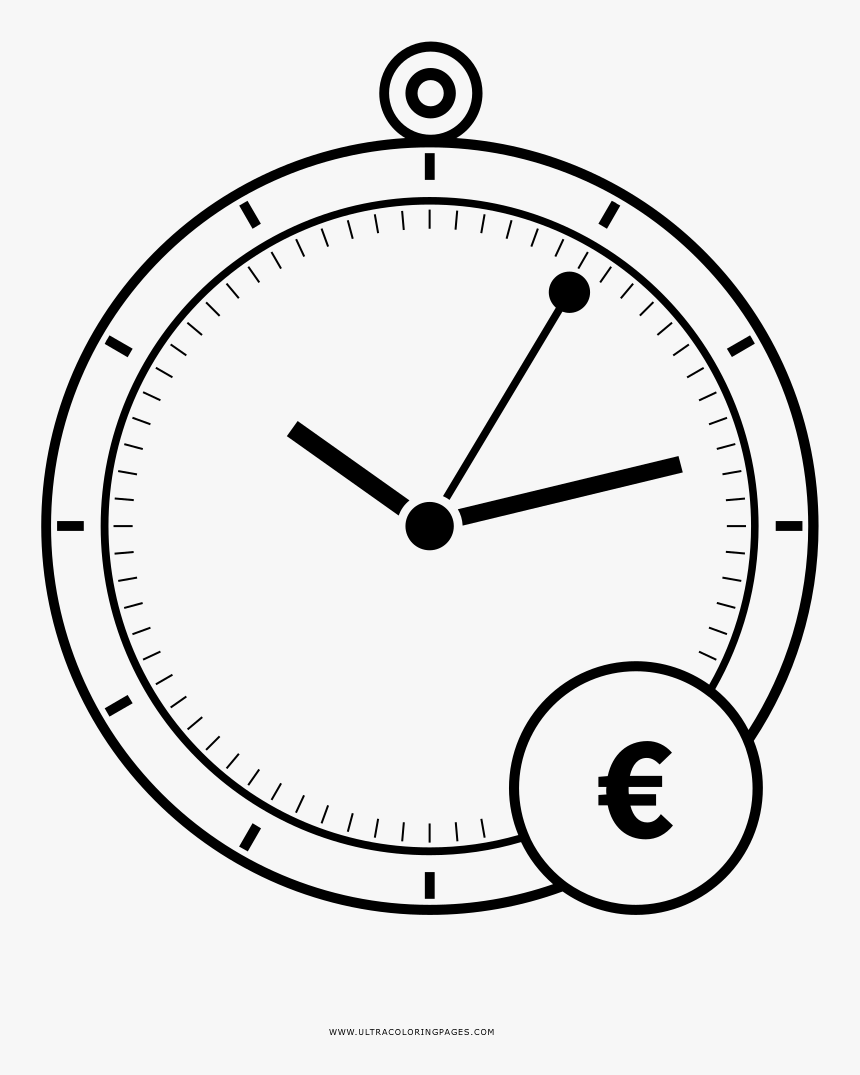 Time Is Money Coloring Page - Wall Clock, HD Png Download