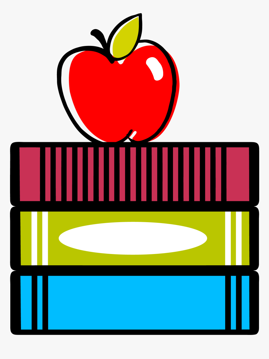 Graphic Of Books With Apple - Books And Apple Clipart, HD Png Download