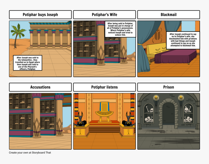 Joseph And Potiphars Wife Png - Storyboard That Potiphar's Wife And Joseph, Transparent Png