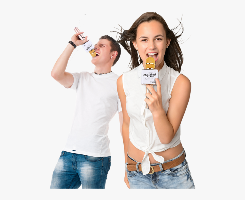 The Singalong Pro Dual Speaker Karaoke Microphone Is - Person Singing With Microphone, HD Png Download