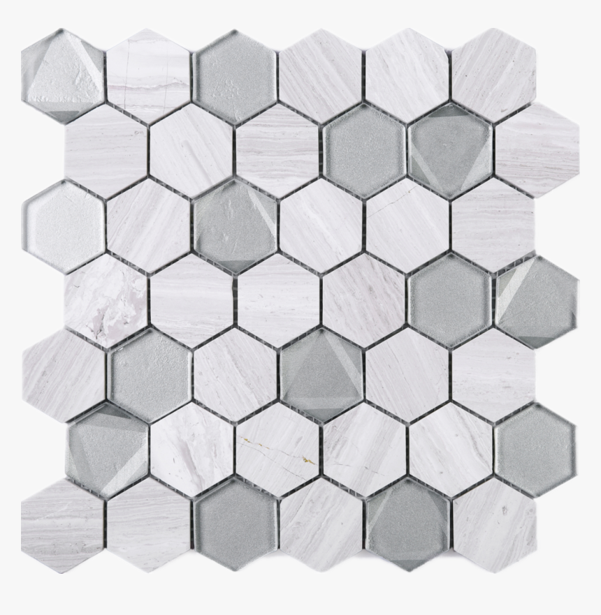 Wooden Grey And Grey Glass Mosaic Tile - Mosaic, HD Png Download
