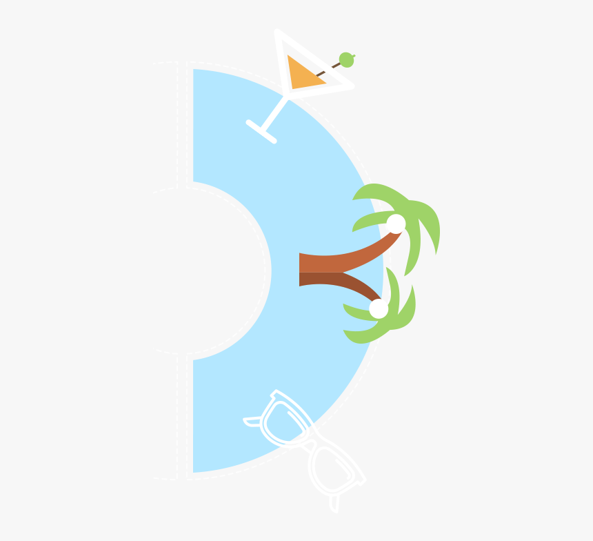 Beach With Drink Palm Tree And Sunglasses, HD Png Download