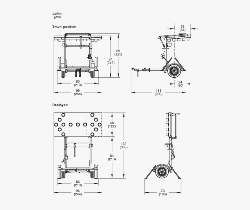 Wanco Folding Frame Arrow Boards - Technical Drawing, HD Png Download