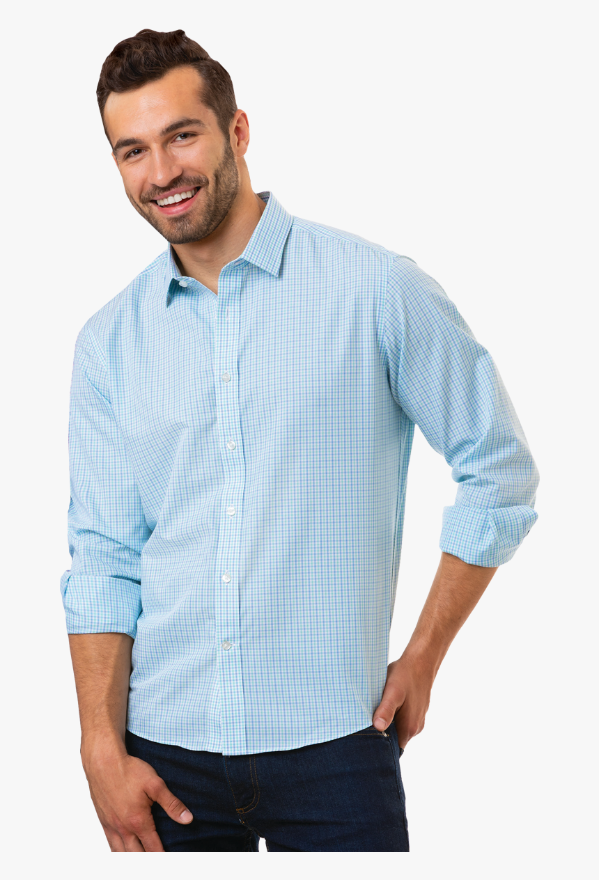 Men S L/s Untucked Plaid No Pocket Aqua Extra Large - Gentleman, HD Png Download
