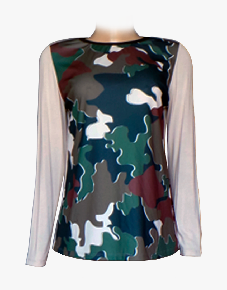Blusa Meia Estação Estampa Camuflagem - Blouse, HD Png Download