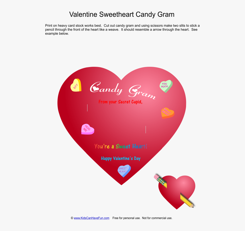 Valentine Day Heart Candy Gram, HD Png Download