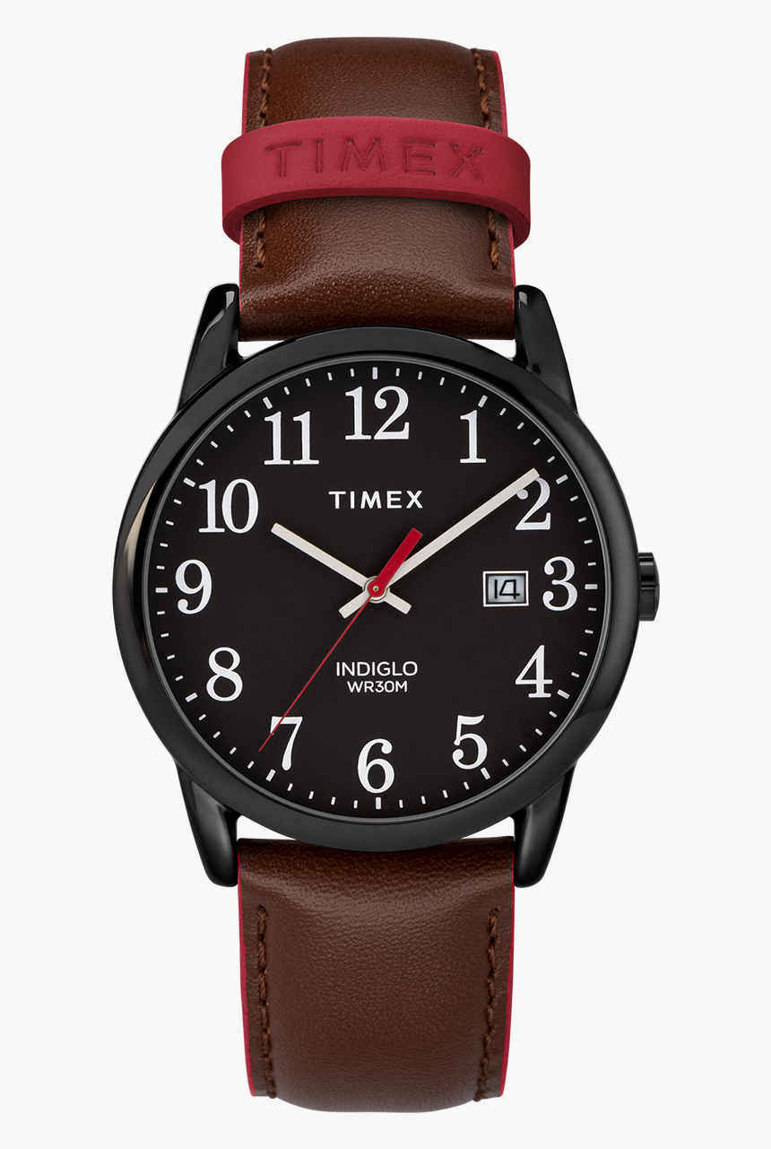 Easy Reader Color Pop 38mm Leather Strap Watch Black/brown - Timex Easy Reader Black, HD Png Download