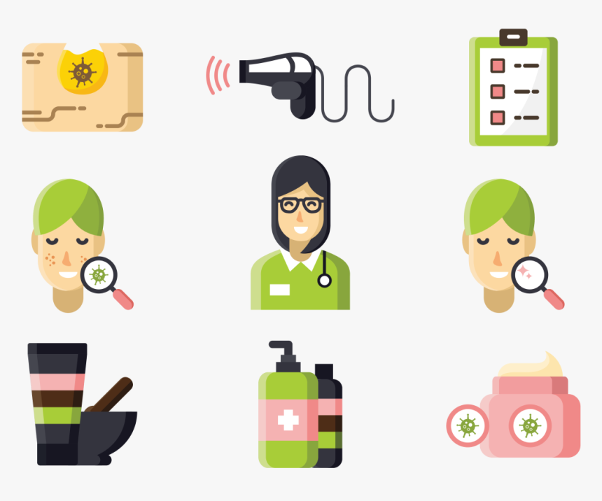 Dermatology Icons Vector - Cartoon, HD Png Download