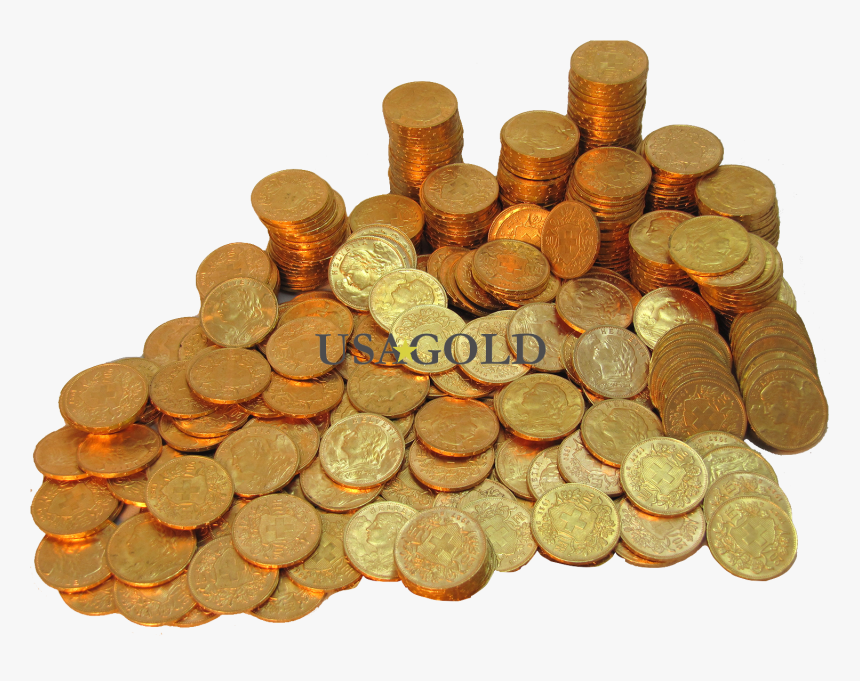 Photo Of Large Pile Of Swiss 20 Franc Helvetia Gold - Cash, HD Png Download