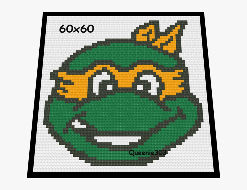 Tmnt Michael Angelo Face - Morangos Em Ponto Cruz, HD Png Download