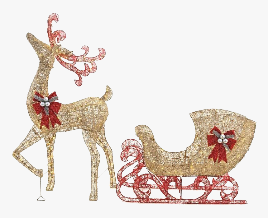 Reindeer Sleigh Png Transparent Image - Reindeer, Png Download