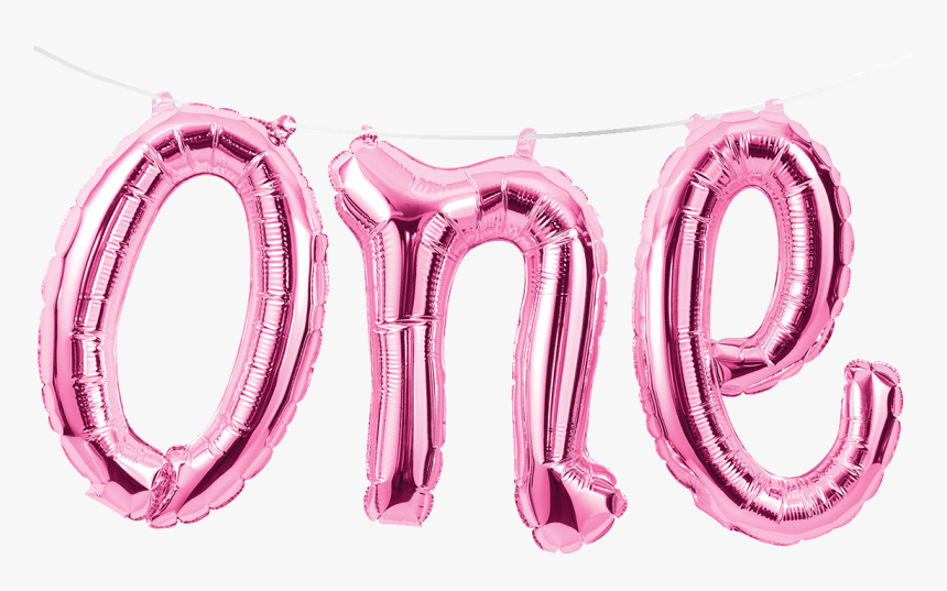 Balloon Banner Pink One - One Pink Balloon, HD Png Download