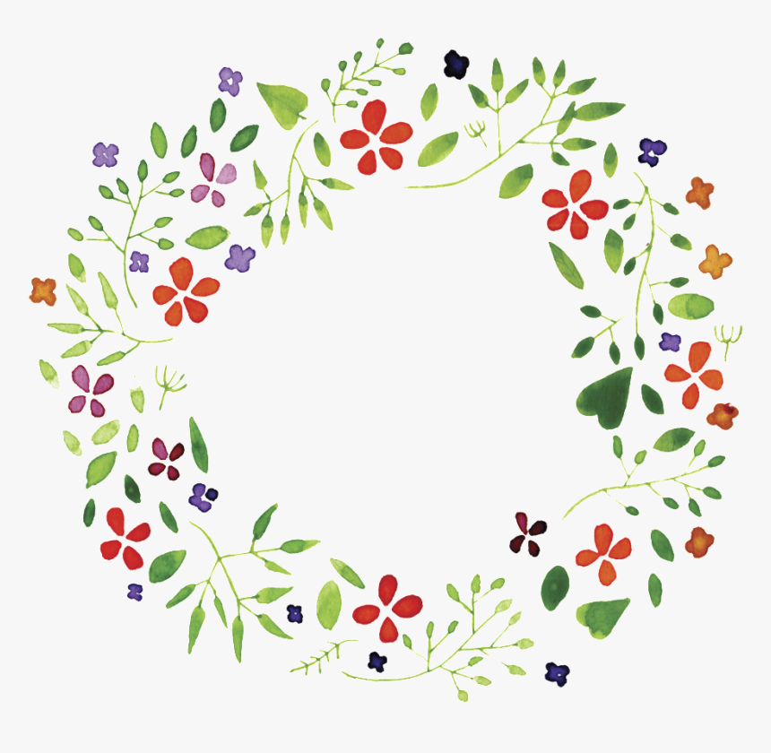 Fresh Watercolor Green Leafy Hand Drawn Wreath Decorative - 聖誕 植物 素材, HD Png Download